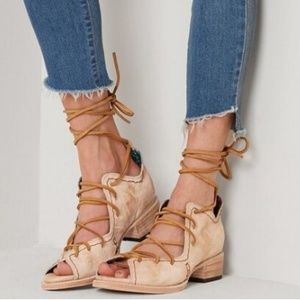 Freebird "Peace" Leather Laced Heel Sandals